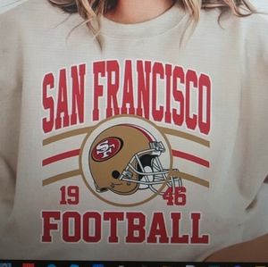 Distressed San Francisco Football Sweatshirt,SF Football Crewneck,Retro Niners S